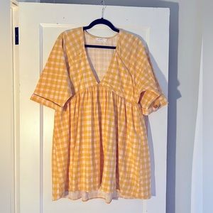 Petal + pup yellow checkerboard dress